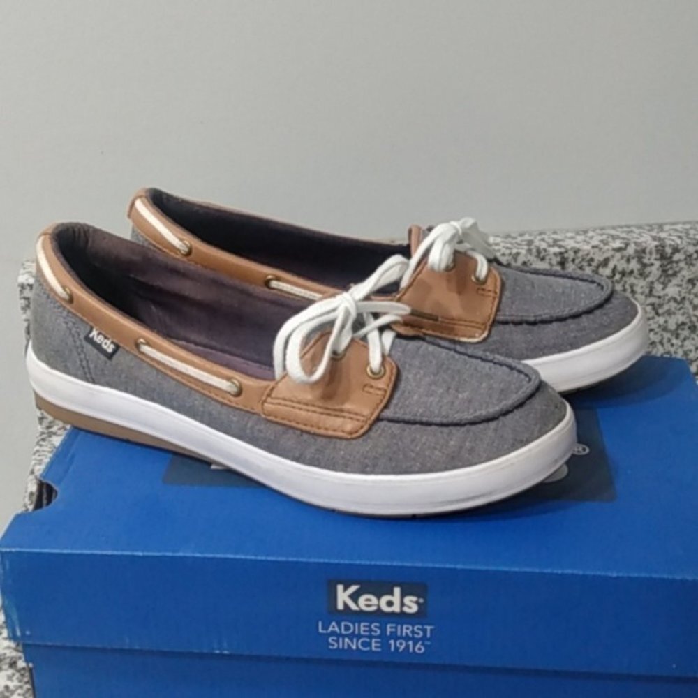 KEDS Charter Chambray Boat Shoes, Like New - Picture 3 of 14